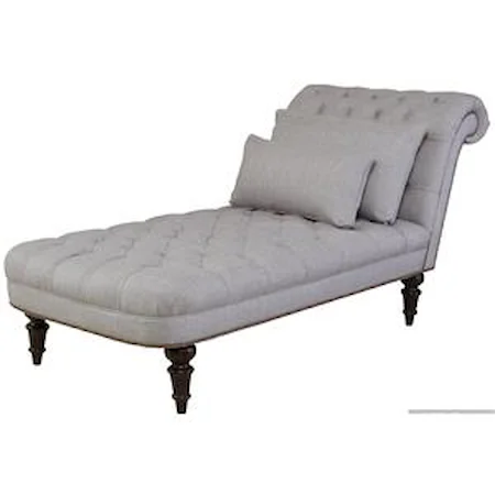 Upholstered Chaise with Trumpet Legs and Tufted Back 